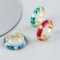 Messing Manchet Finger Ring, gold plated, mode sieraden & uniseks & micro pave zirconia & glazuur, meer kleuren voor de keuze, nikkel, lood en cadmium vrij, 18mm, Verkocht door PC