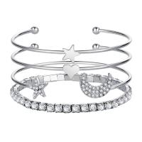 Zinc Alloy Bangle Set fashion jewelry & for woman & with rhinestone nickel lead & cadmium free Sold By Set
