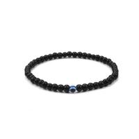 Абразинский камень браслет, с Лэмпворк, Связанный вручную, устойчивая усталость & Женский, черный, 6mm, длина:Приблизительно 21 см, продается PC