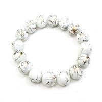 Bracelet de perles de verre, vernis au four, pour femme, couleurs mélangées, 12mm, Longueur:16 cm, Vendu par PC