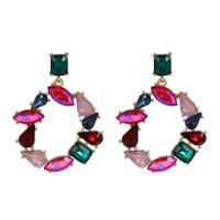Rhinestone Earring Zinc Alloy zinc alloy post pin plated for woman & with rhinestone Sold By Pair
