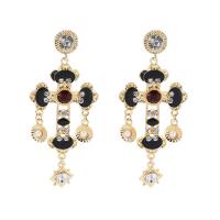 Rhinestone Earring, Tibetan Style, Tibetan Style post pin, plated, for woman & with rhinestone, more colors for choice, 95x39mm, Sold By Pair