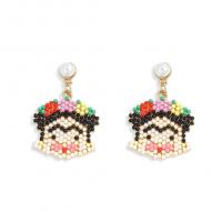 Zinc Alloy Drop Earrings with Seedbead & Plastic Pearl zinc alloy post pin for woman mixed colors Sold By Pair