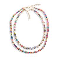 Seed verre collier de perles, alliage de zinc, avec Seedbead & argile de polymère & perle de plastique, pour femme, couleurs mélangées, Longueur:55.5 cm, Vendu par PC