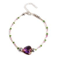 Fashion Jewelry Anklet Zinc Alloy with Seedbead zinc alloy lobster clasp for woman & with rhinestone mixed colors Length 21 cm Sold By PC
