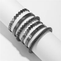 Non Magnetic Hematite Bracelet, fashion jewelry & adjustable & different styles for choice & for woman, black, 6mm, Length:32 cm, Sold By Set