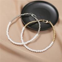 Zinklegierung Schmuck Halskette, mit Glasperlen, Modeschmuck & für Frau, keine, 6mm, Länge:40 cm, verkauft von PC