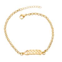 Bracelet d'acier titane, avec 2 chaînes de rallonge, coeur, bijoux de mode & pour femme, Or, 28x8mm, Vendu par 12 cm brin