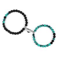 Gemstone Bracelets Natural Stone with Magnet & Zinc Alloy Round platinum color plated & Unisex 6mm Length Approx 19-28 cm Approx Sold By Set