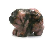 Rhodonite ( Rhodonite ) Ozdoba, świnia, Rzeźbione, mieszane kolory, 38mm, sprzedane przez PC