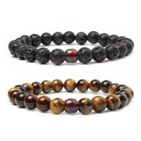 Gemstone Bracelets, Natural Stone, with Resin, Round, different materials for choice & Unisex & change their color according to the temperature, more colors for choice, 8mm, Length:Approx 7.5-8.5 Inch, Sold By PC