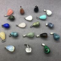 Gemstone Pendants Jewelry, Natural Stone, Teardrop, polished, Unisex, more colors for choice, 10x14mm, Sold By PC