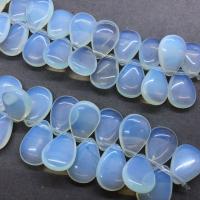 Opal Perlen, Tropfen, poliert, DIY, weiß, 10x12mm, ca. 28PCs/Strang, verkauft per ca. 17 cm Strang