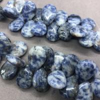 Blauer Tupfen Stein Perlen, blauer Punkt, Tropfen, poliert, DIY, gemischte Farben, 10x12mm, ca. 28PCs/Strang, verkauft per ca. 17 cm Strang