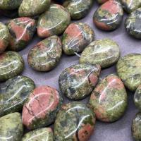 Natural Unakite Beads, Teardrop, polished, DIY, green, 10x12mm, Approx 50PCs/Strand, Sold Per Approx 17 cm Strand
