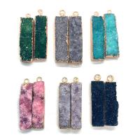 Ice Quartz Agate Pendant, with Brass, Rectangle, gold color plated, DIY, more colors for choice, 10x38-10x42mm, Sold By PC