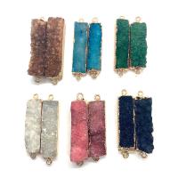 Ice Quartz Agate Connetor, with Brass, Rectangle, gold color plated, DIY, more colors for choice, 11x41-11x47mm, Sold By PC