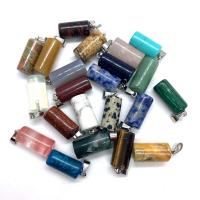 Edelstein Anhänger Schmuck, mit Messing, Zylinder, silberfarben plattiert, DIY & verschiedenen Materialien für die Wahl, keine, 10x26mm, verkauft von PC