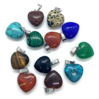 Ювелирные подвески из драгоценных камней, Полудрагоценный камень, с Латунь, Сердце, плакирован серебром, DIY & различные материалы для выбора, Много цветов для выбора, 16x18mm, продается PC