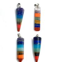 Gemstone Pendants Jewelry with Brass silver color plated mixed colors Sold By PC