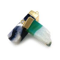 Ice Quartz Agate Pendant with Brass irregular gold color plated DIY 12x32- Sold By PC