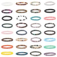 Gemstone Bracelets, Round, elastic & different materials for choice & Unisex, more colors for choice, 8mm, Length:7.48 Inch, Sold By PC