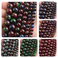 Cloisonne Stone Beads Round polished DIY Sold Per Approx 14.96 Inch Strand