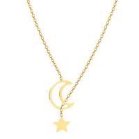 Titanium Steel Necklace, with 1.97inch extender chain, Moon and Star, Vacuum Ion Plating, fashion jewelry & for woman, golden, Length:Approx 17.72 Inch, Sold By PC