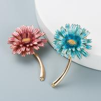 Enamel Brooch, Tibetan Style, Daisy, for woman, more colors for choice, nickel, lead & cadmium free, 35x55mm, Sold By PC