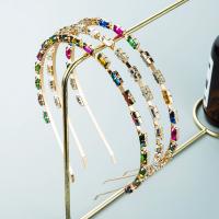 Hair Bands Zinc Alloy with Glass Rhinestone for woman nickel lead & cadmium free 380mm 7mm Sold By PC
