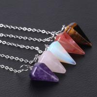 Brass Pendulum, with Gemstone, Conical, different materials for choice & Unisex, nickel, lead & cadmium free, 25x15x15mm, Length:Approx 8.56 Inch, Sold By PC