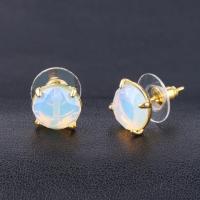 Zinc Alloy Stud Earring with Gemstone & for woman nickel lead & cadmium free Sold By Pair