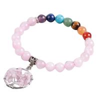 pierre gemme bracelet, avec laiton, Placage de couleur platine, bijoux de mode & différents matériaux pour le choix & pour femme, 8mm, Vendu par Environ 7.4 pouce brin