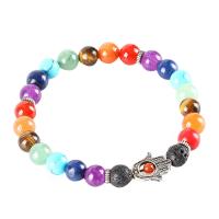Gemstone Bracelet with Zinc Alloy silver color plated fashion jewelry & for woman 8mm Sold Per Approx 8.07 Inch Strand