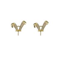 Brass Peg Bail Rabbit gold color plated DIY & micro pave cubic zirconia golden nickel lead & cadmium free Sold By PC