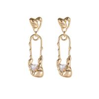 Cubic Zirconia Micro Pave Brass Earring, irregular, gold color plated, fashion jewelry & different styles for choice & micro pave cubic zirconia, more colors for choice, nickel, lead & cadmium free, Sold By Pair