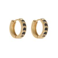 Brass Huggie Hoop Earring, Donut, gold color plated, fashion jewelry & for woman & enamel, more colors for choice, nickel, lead & cadmium free, 14x13mm, 10Pairs/Lot, Sold By Lot