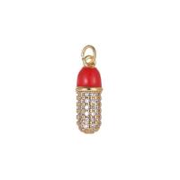 Cubic Zirconia Micro Pave Brass Pendant, gold color plated, DIY & micro pave cubic zirconia & enamel, more colors for choice, nickel, lead & cadmium free, 5.50x15.50mm, 10PCs/Lot, Sold By Lot