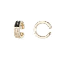 Fashion Earring Cuff and Wraps Brass Donut gold color plated fashion jewelry & micro pave cubic zirconia & enamel nickel lead & cadmium free Sold By Lot