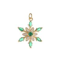 Cubic Zirconia Micro Pave Brass Pendant Flower gold color plated DIY & micro pave cubic zirconia nickel lead & cadmium free Sold By Lot