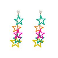 Zinc Alloy Drop Earring with Plastic Pearl & Acrylic Star gold color plated for woman & hollow Sold By Pair