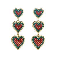 Rhinestone Earring, Tibetan Style, Heart, gold color plated, for woman & with rhinestone, more colors for choice, nickel, lead & cadmium free, 22x66mm, Sold By Pair