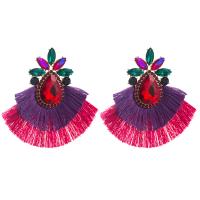 Fashion Fringe Earrings Zinc Alloy with Glass Rhinestone & Polyester plated for woman & with rhinestone Sold By Pair