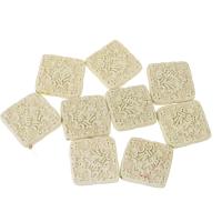 Cinnabar Beads Square carved beige Sold Per Approx 17 Inch Strand