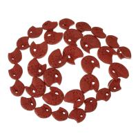 Cinnabar Beads Fish carved red Sold Per Approx 17 Inch Strand