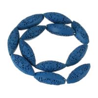 Cinnabar Beads Olive carved blue Sold Per Approx 15.5 Inch Strand