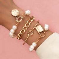Zinc Alloy Bracelet Set with Plastic Pearl plated 4 pieces & fashion jewelry & for woman nickel lead & cadmium free Sold By Set