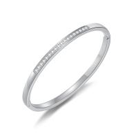 Stainless Steel Bangle, 304 Stainless Steel, Vacuum Ion Plating, fashion jewelry & micro pave cubic zirconia & for woman, more colors for choice, 170x4mm, Sold By PC