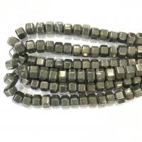 Natural Golden Pyrite Beads, Square, polished, DIY, antique bronze color, 10x8mm, 49PCs/Strand, Sold Per Approx 38 cm Strand