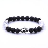 Gemstone Bracelets, Lava, with Natural Stone & Tibetan Style, Unisex, more colors for choice, Length:Approx 21 cm, Sold By PC
